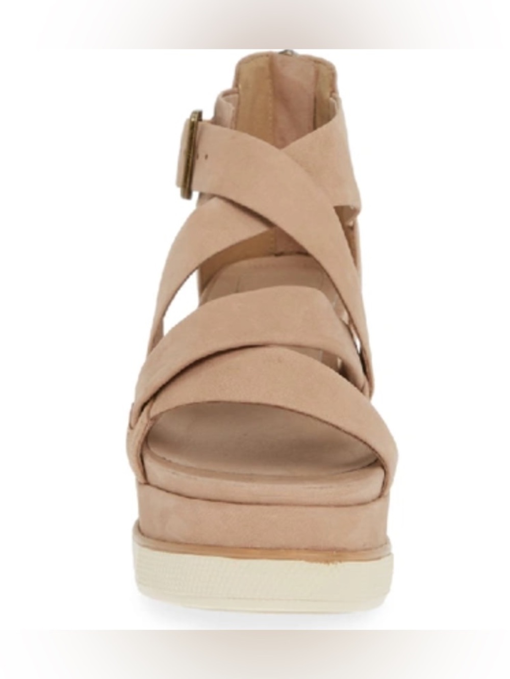NWT NIB Eileen Fisher Boost Platform Zip Back Sandals Nubuck Latte Tan Size 8 - Picture 3 of 14